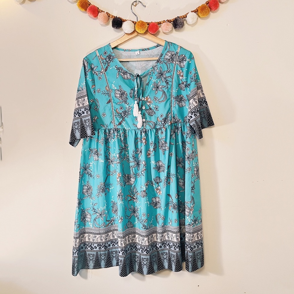 Blue Floral Dress size Large